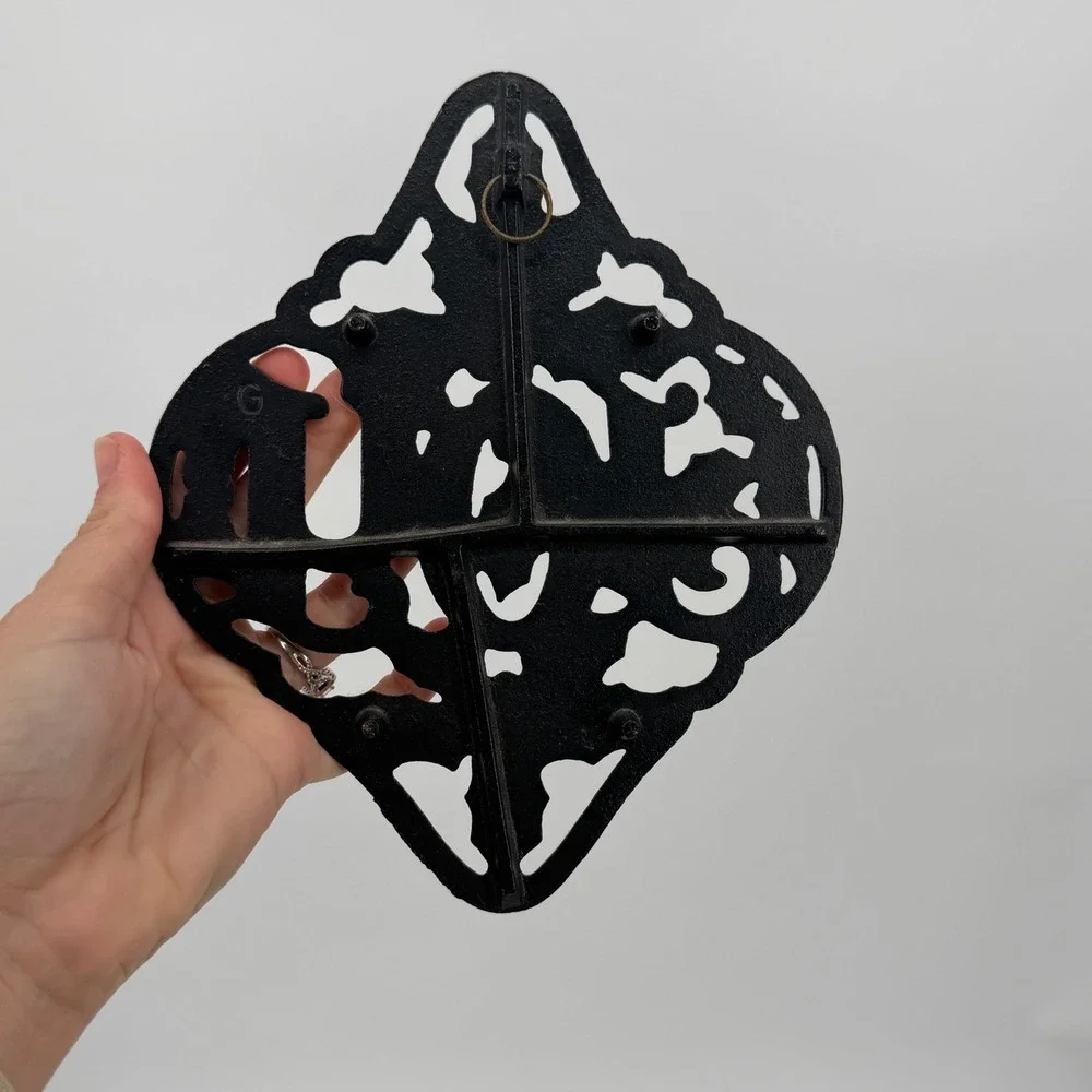 Vintage JOY Cast Iron Christmas Trivet Holly Brass Finish Wall Decor 8.5in